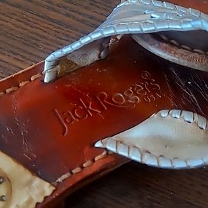 Jack Rogers Original Wood bottoms, Size 8, Silver